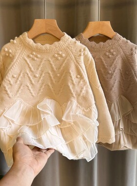 女童套头毛衣儿童针织衫中小童秋冬季洋气女宝宝加厚毛线衣童装潮