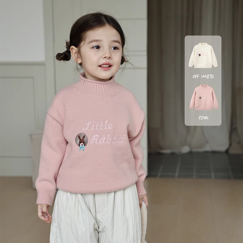 女童韩版时尚半高领毛衣2025冬装新款儿童休闲加厚宝宝针织衫上衣