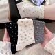 白色花边袜子女春秋款 棉袜少女bm风甜美韩系小碎花中筒堆堆袜夏天