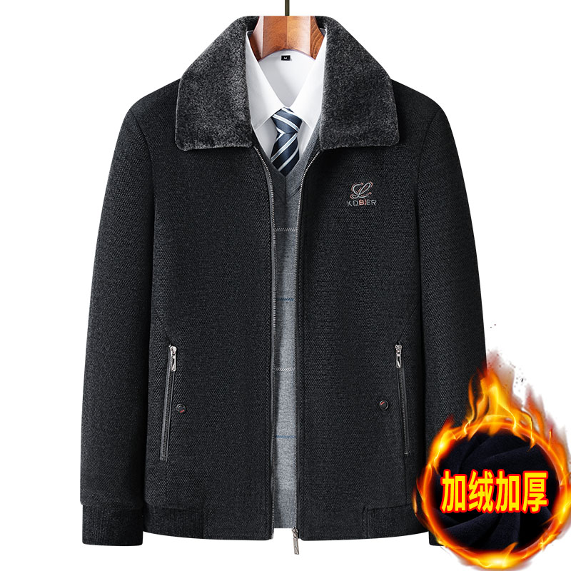 冬季棉衣爸爸冬装外套雪尼尔加绒加厚棉服中老年人男爷爷保暖夹克