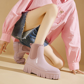 时尚 水鞋 百搭女士雨鞋 厚底增高耐磨防水雨靴防滑耐脏买菜厨房胶鞋