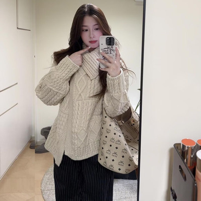 秋冬2025新款针织开衫麻花毛衣女