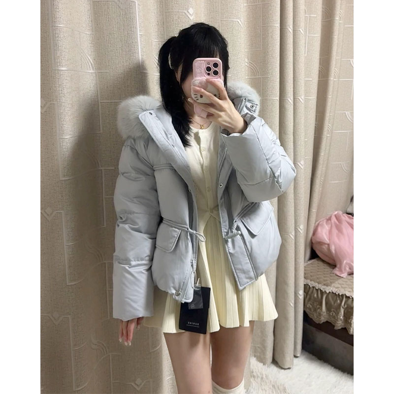 超好看大毛领连帽羽绒棉服女冬季