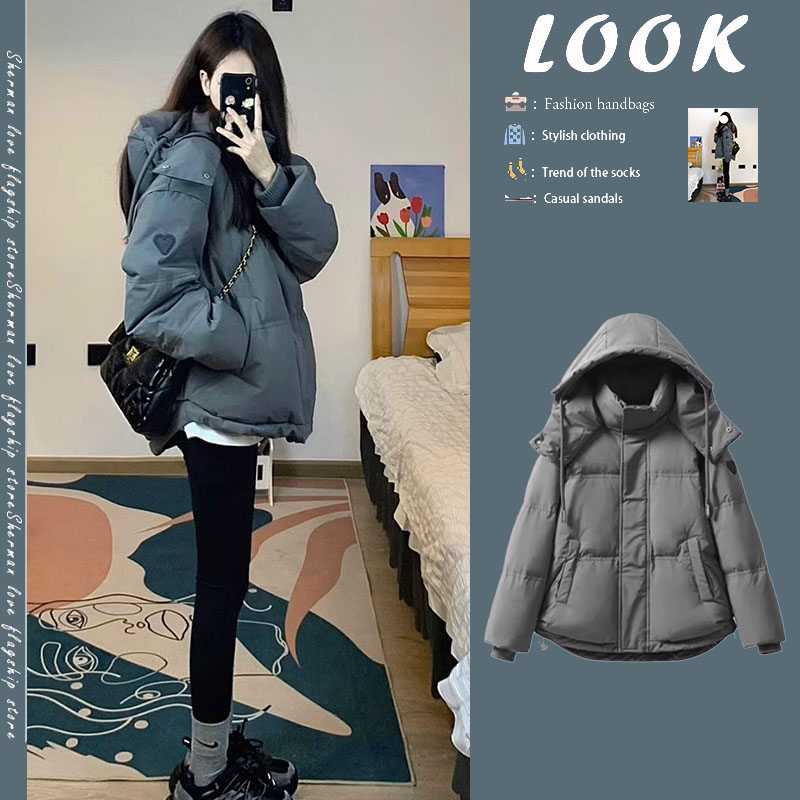 韩版宽松保暖连帽面包棉服女冬季今年流行爆款小个子加厚棉衣外套