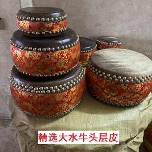 双面大水牛头层皮道场用品锣鼓高音八音鼓表演道具佛山战鼓舞狮鼓