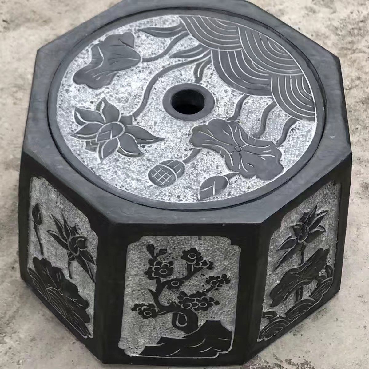 石雕青石八角井口仿古井圈圆方形井盖井沿户外别墅家用庭院摆件