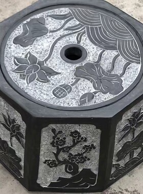 石雕青石八角井口仿古井圈圆方形井盖井沿户外别墅家用庭院摆件