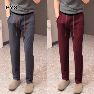 男士休闲裤子2025新款春秋冬季男裤潮流修身直筒抽绳卫裤男款加绒