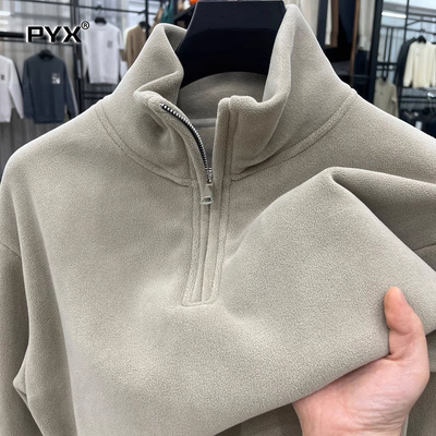 高端奥利绒半拉链卫衣男士2025新款秋冬季男卫衣加绒加厚男款上衣