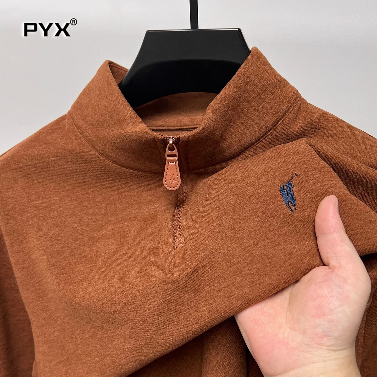 德绒半拉链男士卫衣2025新款今年流行爆款秋冬季磨毛长袖t恤男款