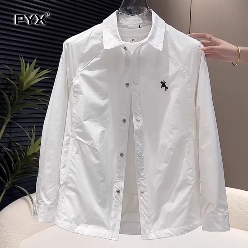 高端保罗防晒衣服男士长袖衬衫外套2025新款夏季薄款白色夹克男款