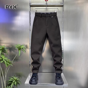 高端时尚商务休闲裤男士2025新款秋冬季男裤加厚咖色直筒裤子男款