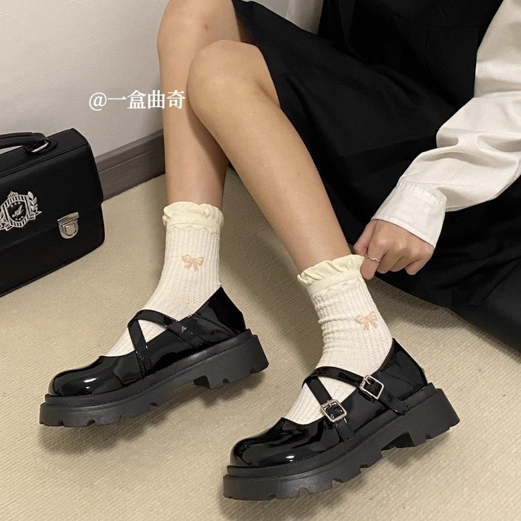 女童甜酷玛丽珍小皮鞋日系jk厚底大头鞋2025秋季蝴蝶结法式单鞋潮