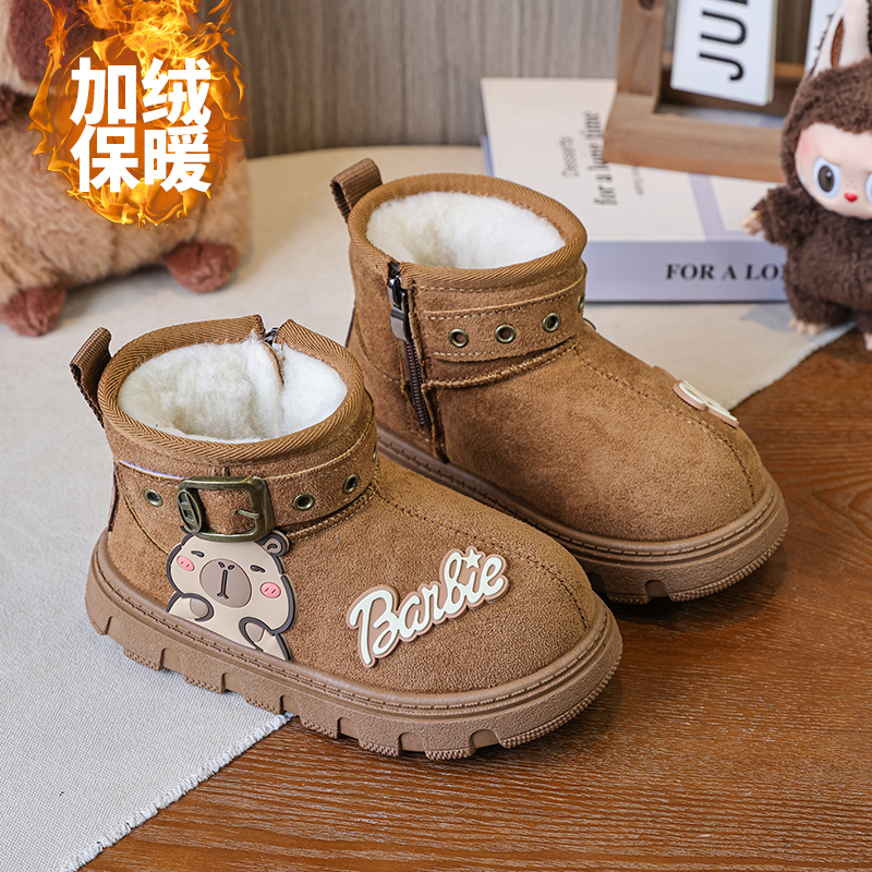 女童雪地靴加绒加厚棉鞋