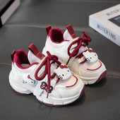 厚底休闲跑步鞋 女童运动鞋 中大童女孩老爹鞋 新款 白红配色 2026春季