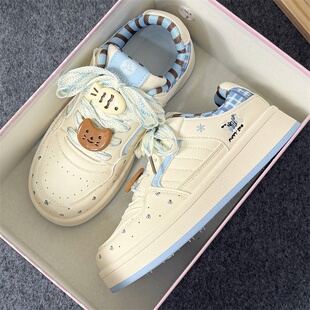 运动鞋 百搭休闲学生时尚 中大童女孩厚底面包鞋 女童可爱风卡通板鞋