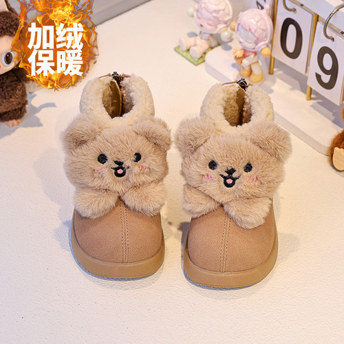 儿童小熊雪地靴冬款女童鞋子