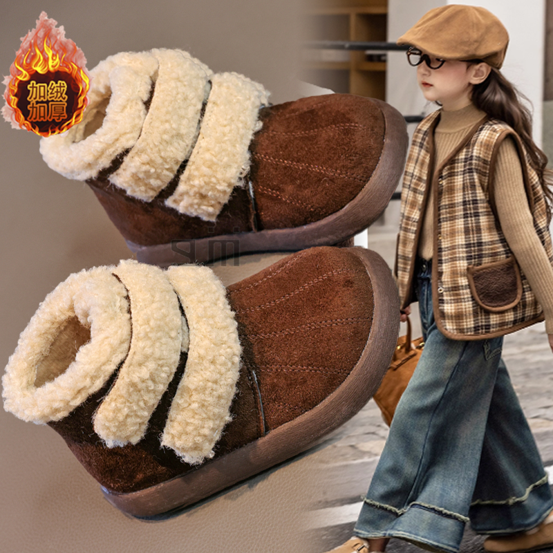女童加绒保暖雪地靴2025年新款
