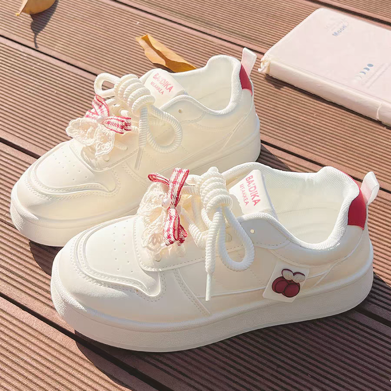 女童皮面小白鞋2025春秋运动鞋