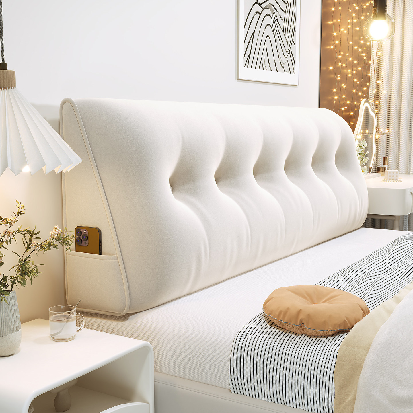 小羊绒床头靠垫床上靠枕大靠背三角护腰垫背客厅飘窗榻榻米可拆洗