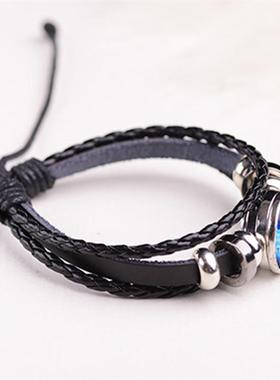 12十二生肖牛皮手链本命年欧美饰品跨境配饰多层编织串珠闺蜜礼物