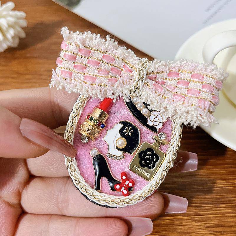 韩版香风复古diy胸针蝴蝶结黑色别针扣衣服包包粉色装饰胸针