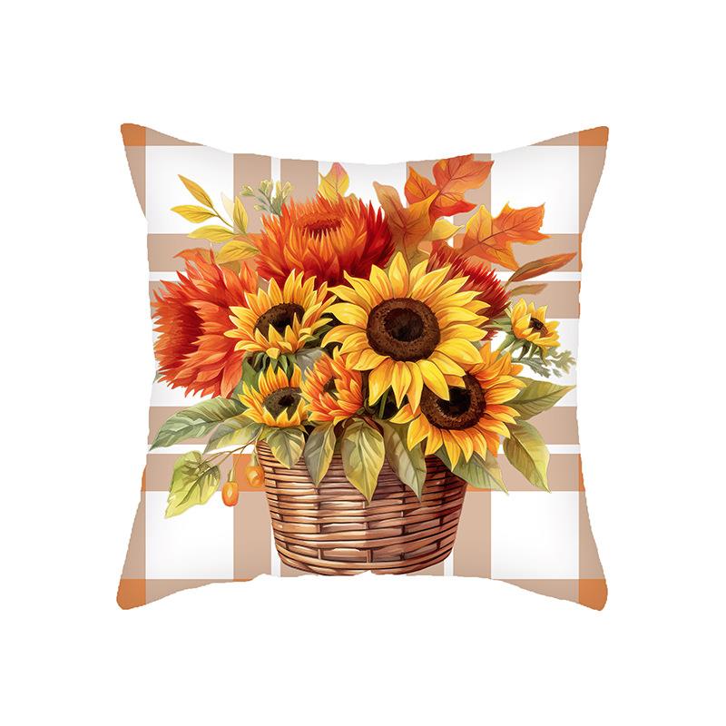 跨境新品万圣节南瓜鲜花抱枕套节日家居沙发床头温馨舒适透气靠枕