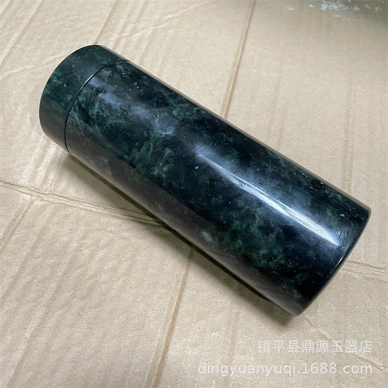 天然玉石保温杯厂家磁王石茶杯黑墨玉茶杯蓝田玉茶具墨绿水杯