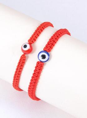 亚马逊热销跨境饰品蓝眼睛手链恶魔之眼红绳编织手绳可调节手链