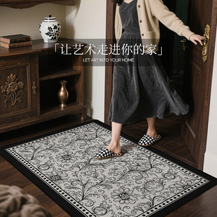 轻奢入户地垫美式 法式 复古玄关进门地毯高级感门厅防滑脚垫可定制