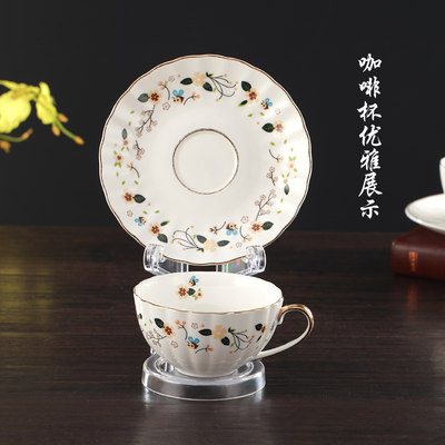 台湾进口咖啡杯盘子支架瓷盘圆盘杯碟托架亚克力展示架欧式托盘架