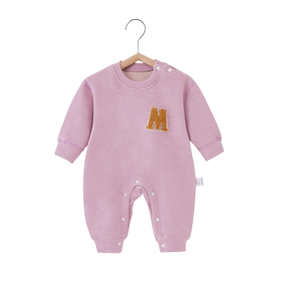 婴儿连体衣春秋冬季德绒打底宝宝长袖哈衣保暖新生儿衣服冬装睡衣