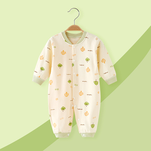 婴儿连体衣春秋季纯棉新生幼儿衣服春装打底宝宝长袖哈衣爬服睡衣