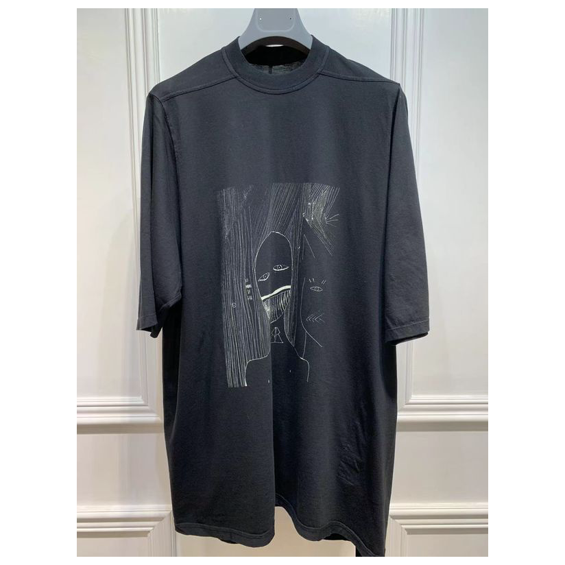 rickowens  drkshdw 男款黑色涂鸦印花短袖tee  du02b4274  rne