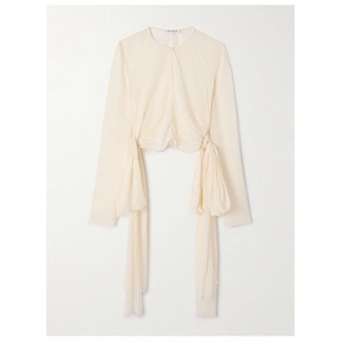 时尚 女罩衫 休闲公主百搭衬衣情侣T恤 打结双绉衫 Alaïa