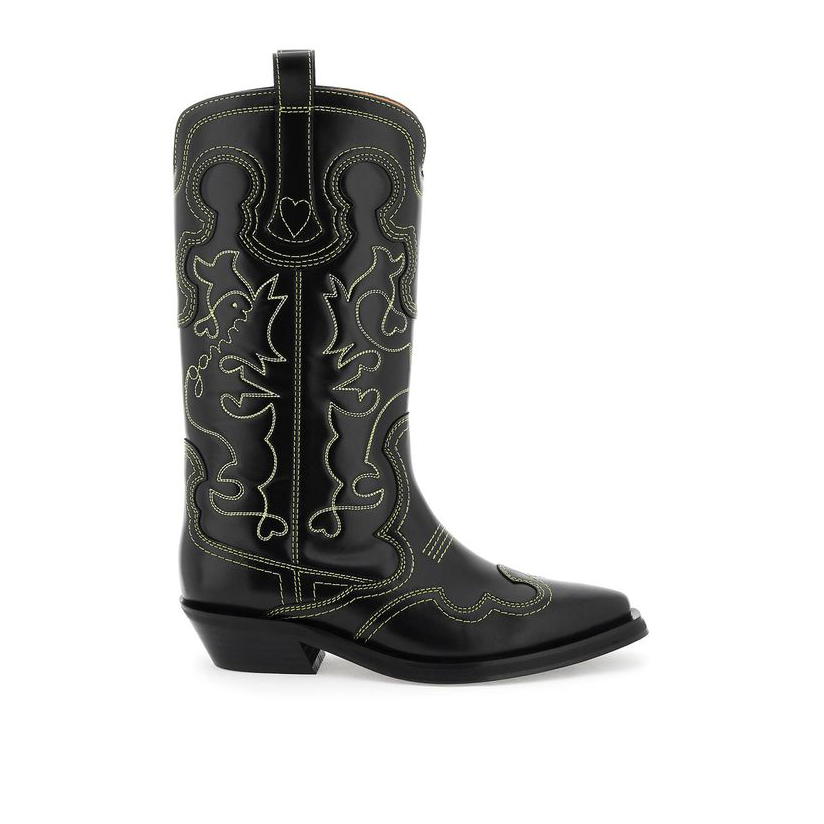 ganni 甘尼 刺绣西部风格靴子女