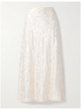 DANIELLE FRANKEL Desi 印花真丝 羊毛软糯缎面长款半身裙女仙