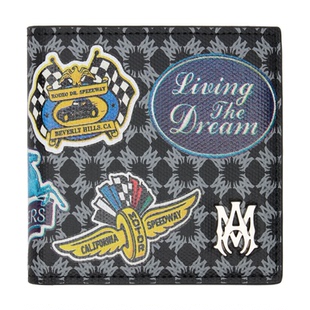 钱包男复古包包便携实用简约耐用小巧 Amiri 黑色 Station Patch