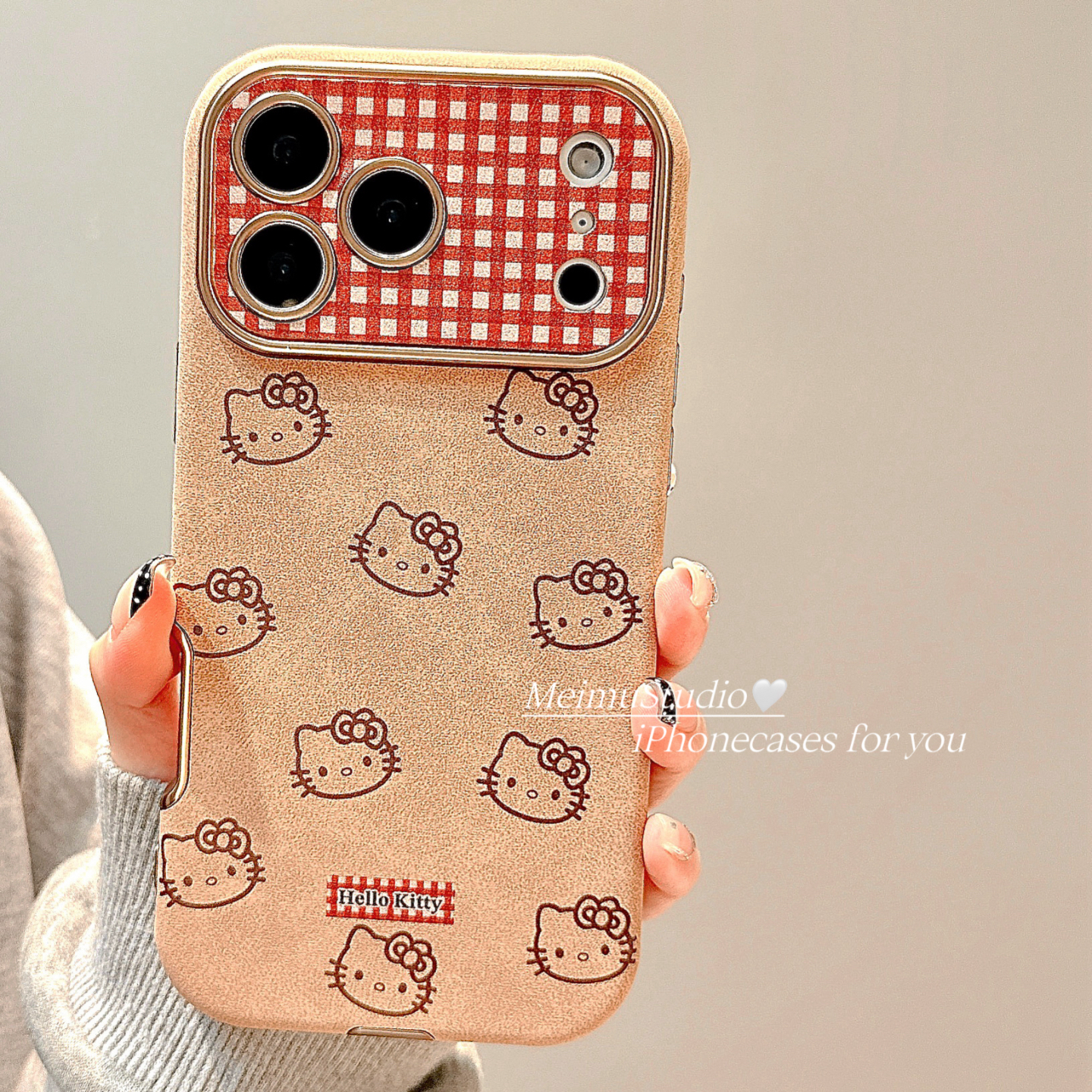 秋冬复古棕色KT猫适用苹果手机壳