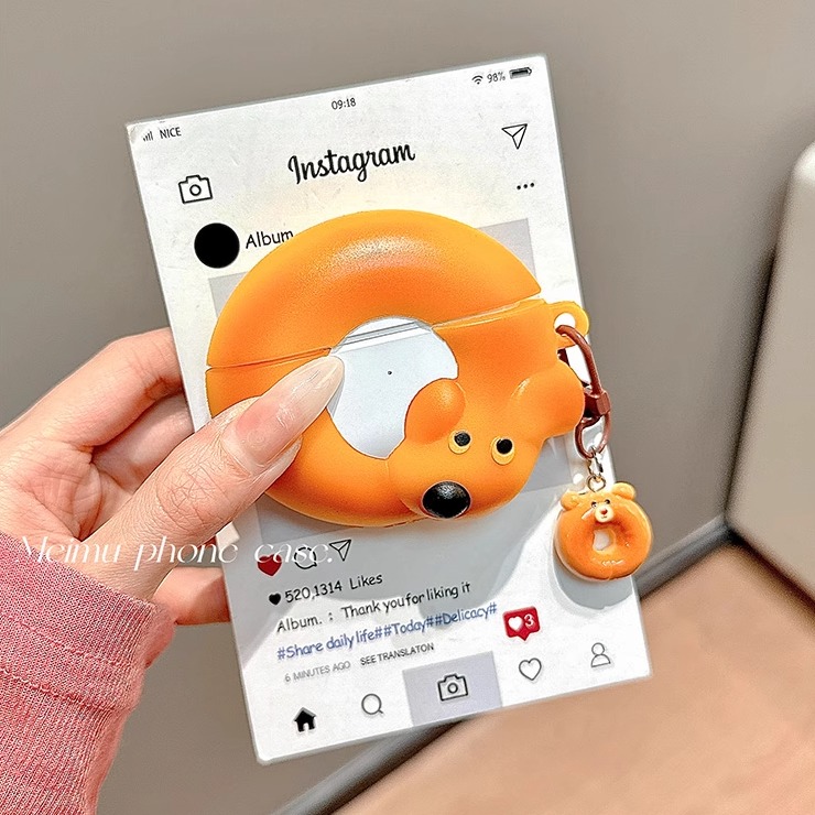 趣味卡通贝果小狗适用苹果airpods4保护套苹果蓝牙无线通用1/2新三代AirPod3耳机包airpodpro2全包硅胶耳机壳