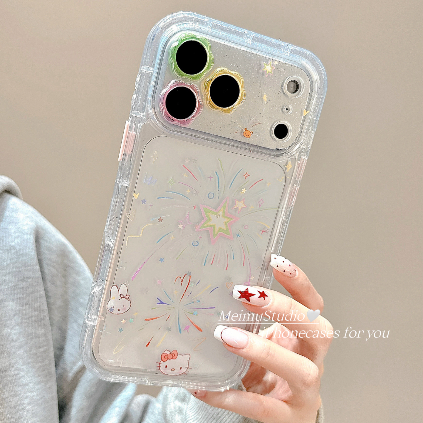 ins韩风透明烟花适用苹果手机壳