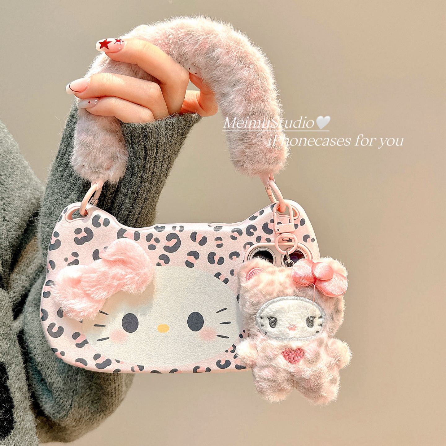 秋冬豹纹可爱KT猫适用苹果手机壳