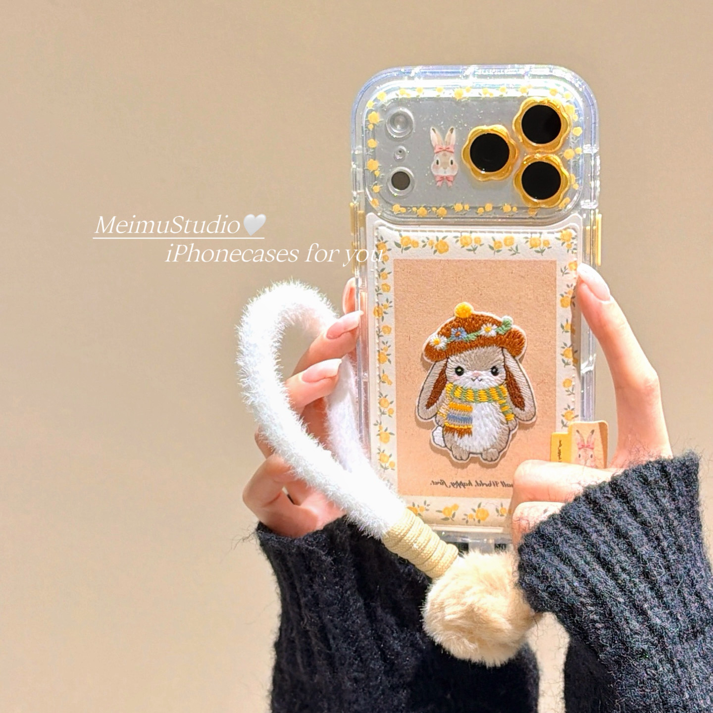 ins韩风碎花兔子适用苹果手机壳