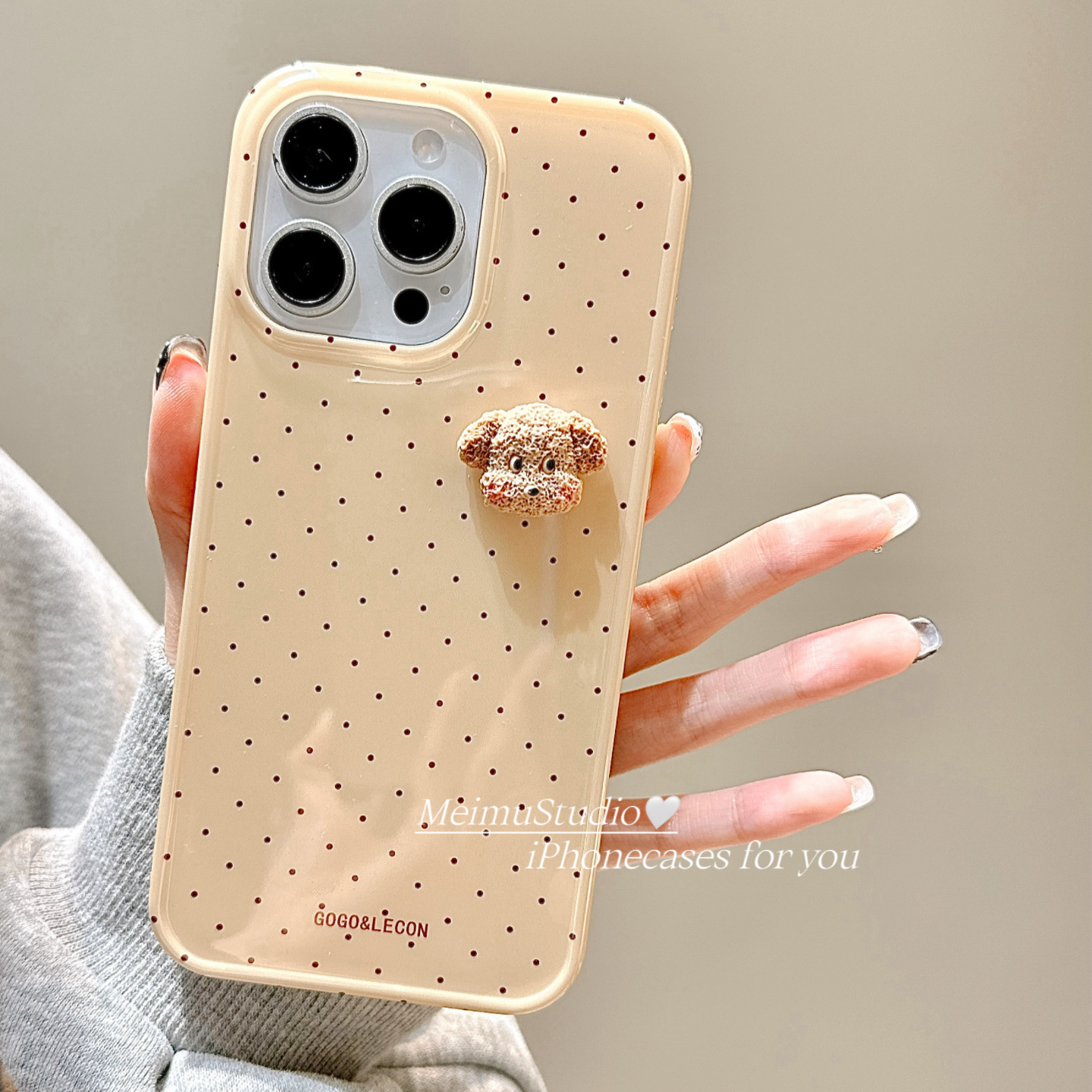 韩风波点立体狗狗适用苹果手机壳