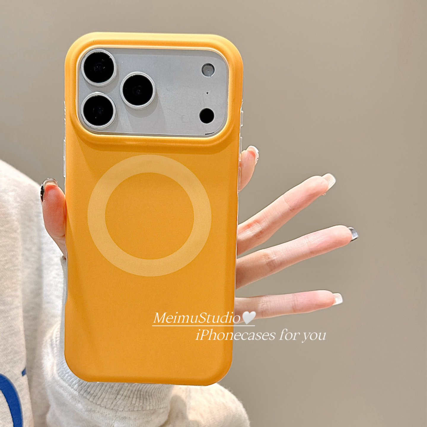 ins简约纯色磁吸适用苹果手机壳