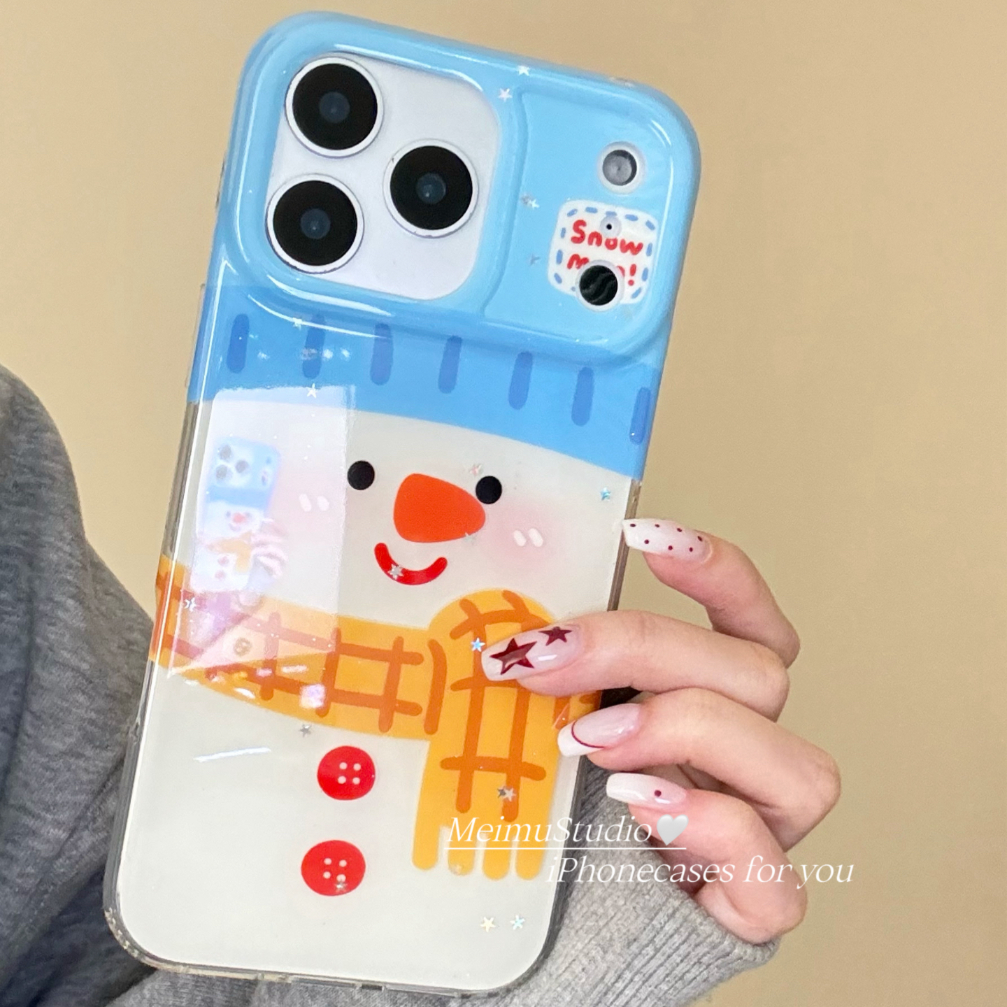 冬日可爱卡通雪人适用苹果手机壳