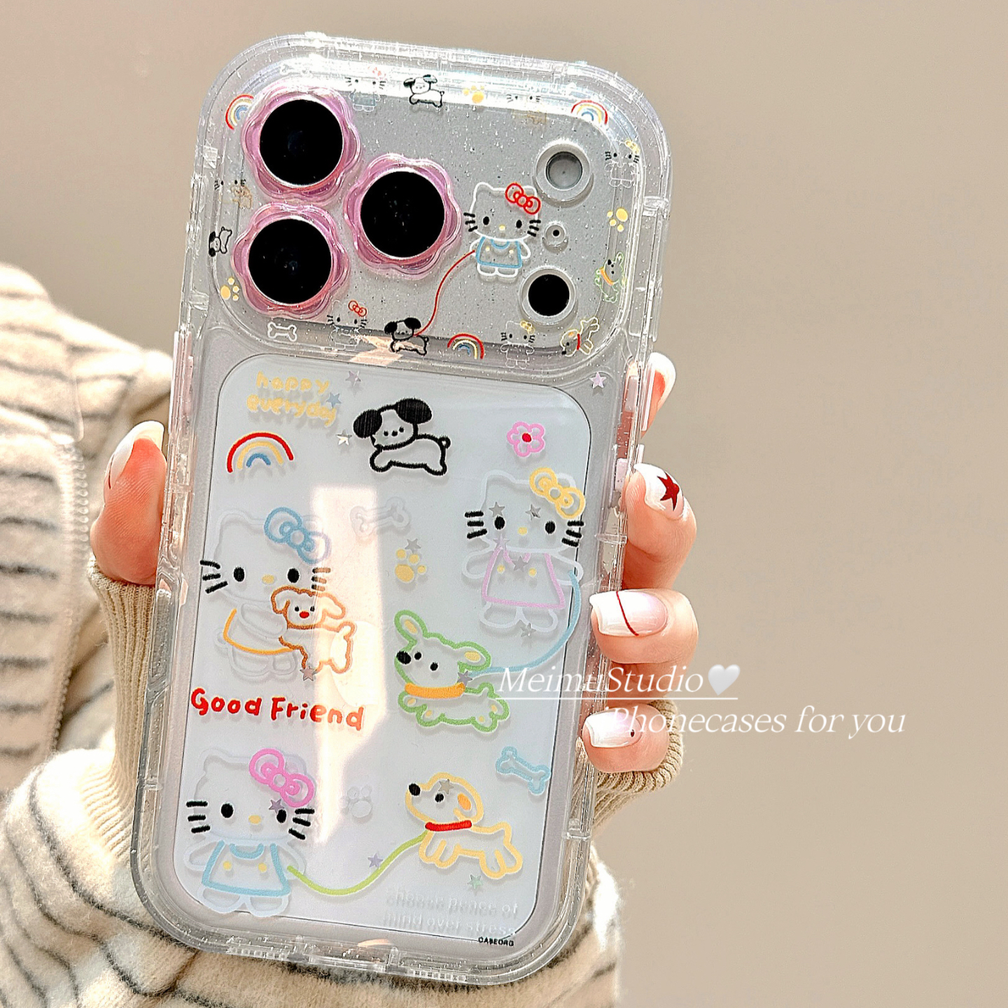 卡通涂鸦小狗KT猫适用苹果手机壳