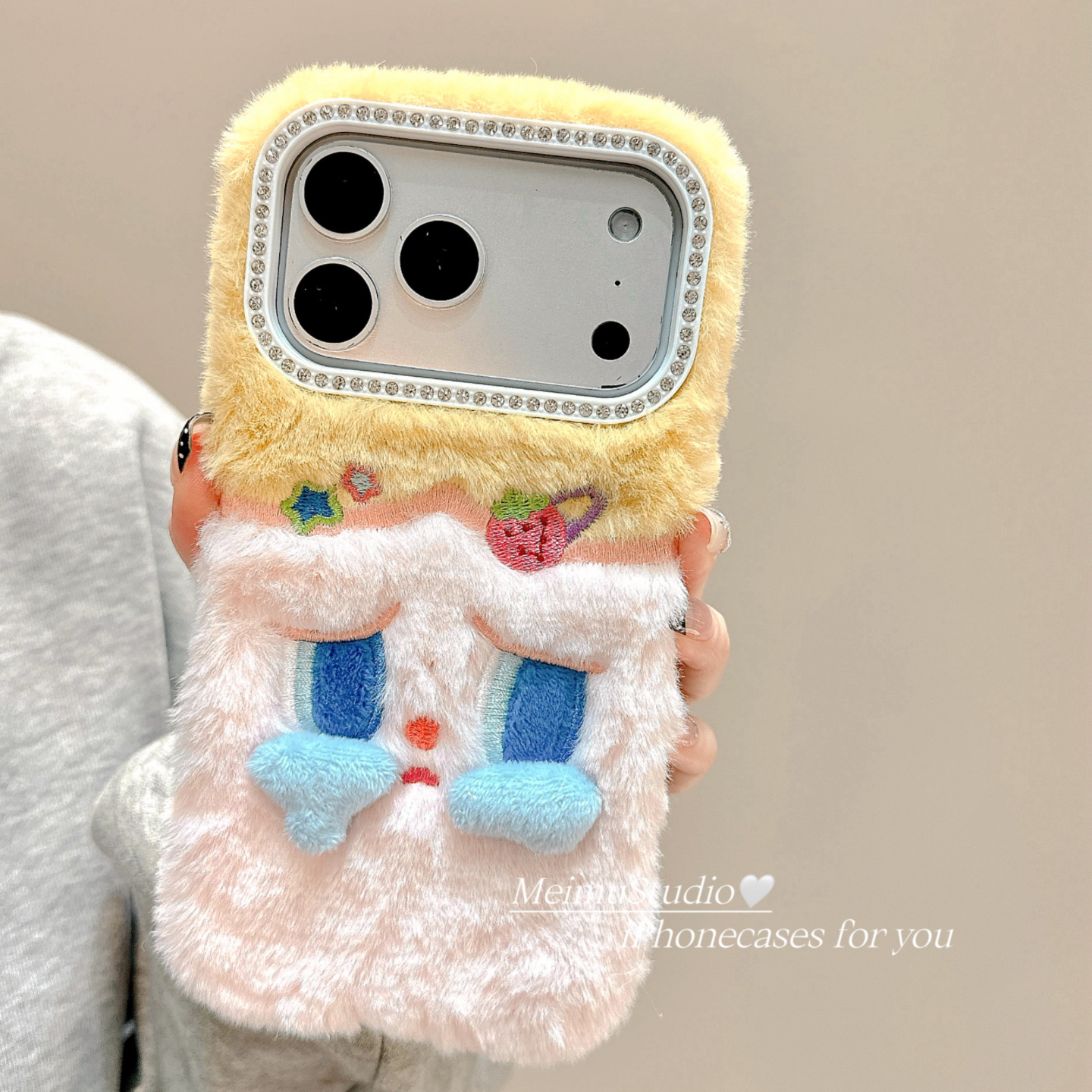 可爱卡通毛绒哭娃适用苹果手机壳