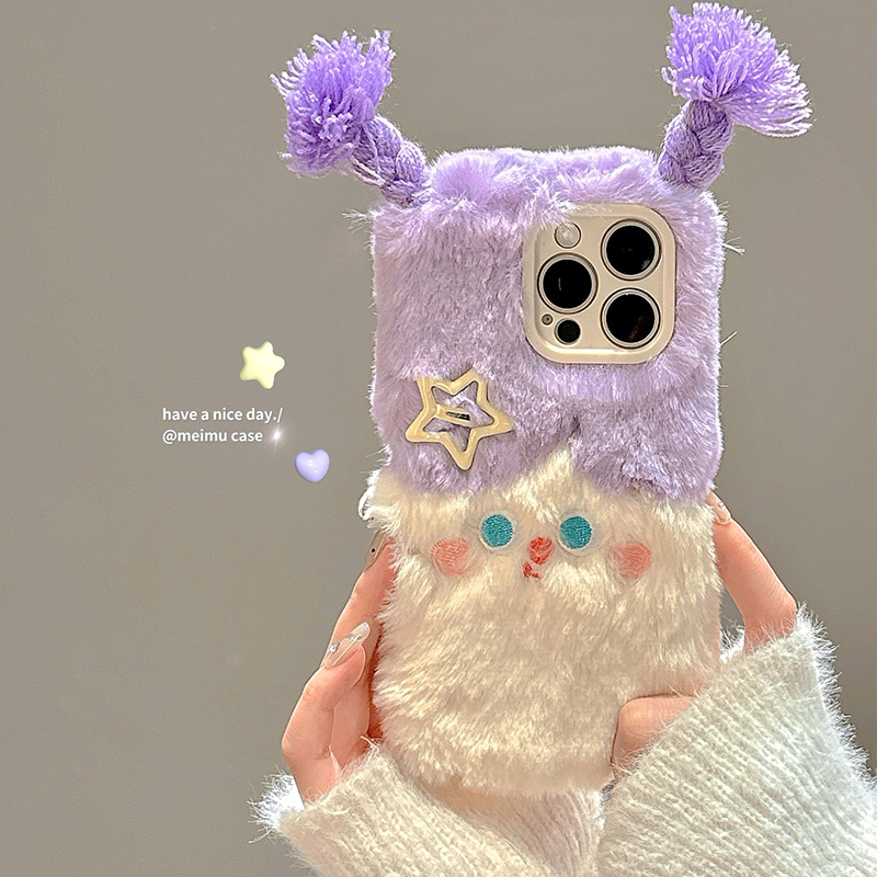 可爱卡通辫子女孩适用苹果手机壳