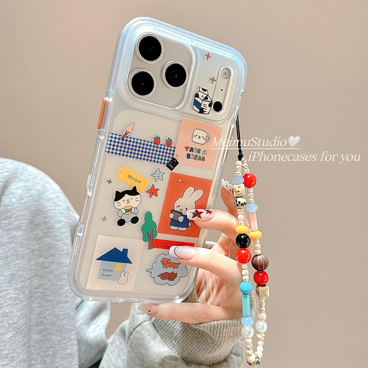 卡通猫咪米菲兔适用苹果手机壳